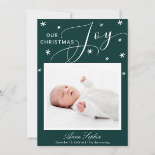 かわいいフォントのクリスマス 出生お知らせ 写真 シーズンカード