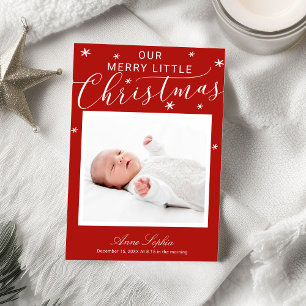 かわいいフォントのクリスマス 出生報告 写真 シーズンカード