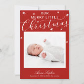 かわいいフォントのクリスマス 出生報告 写真 シーズンカード (正面)