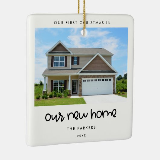 かわいいフォント初めてのクリスマスが新しい家に セラミックオーナメント (右)