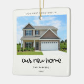 かわいいフォント初めてのクリスマスが新しい家に セラミックオーナメント (左)