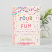 かわいいフォーエバー楽しい4歳の誕生日パーティー 招待状 (スタンド正面)