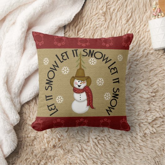 かわいいフォークアートカウボーイ雪だるまクリスマス クッション (ブランケット)