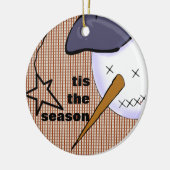 かわいいフォークアートカウボーイ雪だるま セラミックオーナメント (左)