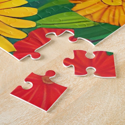 かわいいフォークアートキャットことわざハイオブフラワー ジグソーパズル (側面)