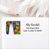 かわいいフォークアートキャットことわざハイオブフラワー ラベル (インサイチュ)