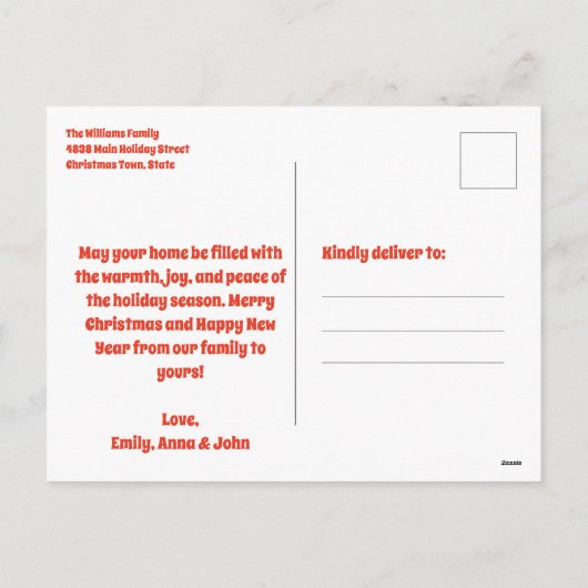 かわいいフォークアートジンジャーパンと葉のクリスマス シーズンポストカード (裏面)