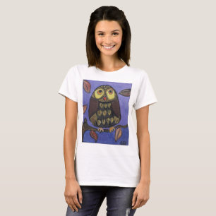 かわいいフォークアートフクロウ絵画ドリ Tシャツ