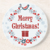 かわいいフォークアートメリークリスマスリース コースター (正面)