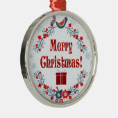 かわいいフォークアートメリークリスマスリース メタルオーナメント (右)
