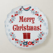 かわいいフォークアートメリークリスマスリース ラウンドクッション (裏面)