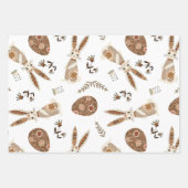 かわいいフォークバニー卵イースターかわいらしパターンおもしろい ラッピングペーパーシート (正面3)