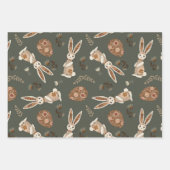 かわいいフォークバニー卵イースターかわいらしパターンおもしろい ラッピングペーパーシート (正面2)