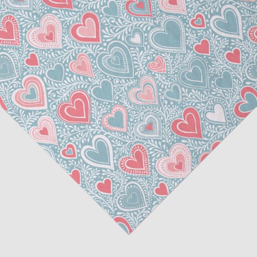 かわいいフォークフローラハートほこりっぽいブルーピンクベビーシャワー 薄葉紙 (詳細)