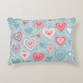 かわいいフォークフローラハートほこりっぽいブルー赤面ピンクガール アクセントクッション (正面)
