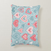 かわいいフォークフローラハートほこりっぽいブルー赤面ピンクガール アクセントクッション (裏面(縦))