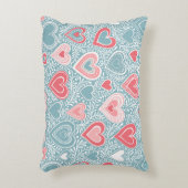 かわいいフォークフローラハートほこりっぽいブルー赤面ピンクガール アクセントクッション (正面(垂直))