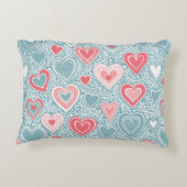かわいいフォークフローラハートほこりっぽいブルー赤面ピンクガール アクセントクッション (裏面)