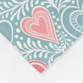 かわいいフォークフローラハートほこりっぽいブルー赤面ピンクガール フリースブランケット (角)