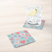 かわいいフォークフローラハートほこりっぽいブルー赤面ピンクガール ペーパーコースター (インサイチュ)