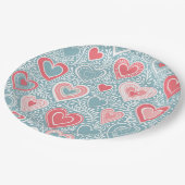 かわいいフォークフローラハートほこりっぽいブルー赤面ピンクガール ペーパープレート (アングル)