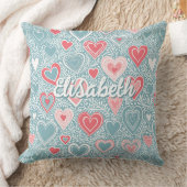 かわいいフォークフローラハートほこりっぽいブルー赤面ピンク名 クッション (ブランケット)