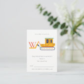 かわいいフォークリフトのモノグラムおむつラッフルベビーシャワー エンクロージャーカード (スタンド正面)