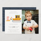 かわいいフォークリフト車の写真誕生日招待状 サンキューカード (正面/裏面)