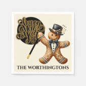 かわいいフォーマルジンジャーブレッドマン新年 スタンダードカクテルナプキン (正面)