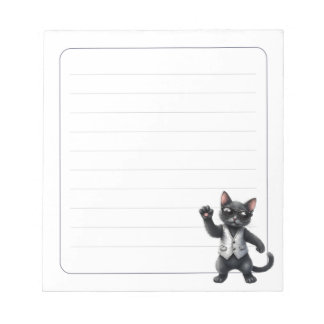 かわいいフォーマルブラックキャットタキシード罫線ノート ノートパッド