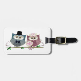 かわいいフクロアートの花婿 ラゲッジタグ