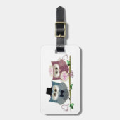 かわいいフクロアートの花婿 ラゲッジタグ (正面縦)