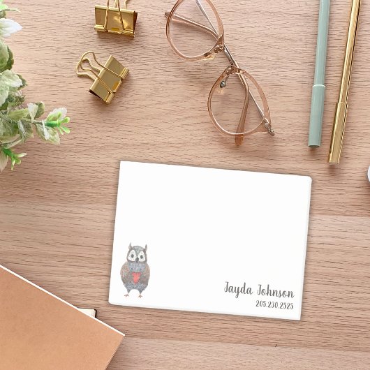 かわいいフクロウあなたの情報を追加 ポストイット