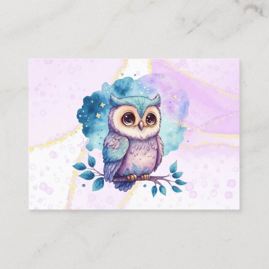 かわいいフクロウおむつラッフルガール赤ちゃんシャワー 名刺 (裏面)