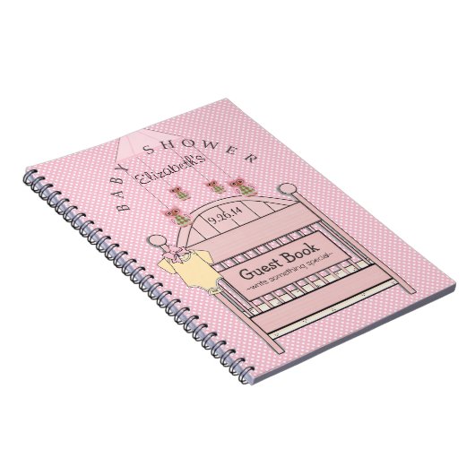 かわいいフクロウおよびまぐさ桶のベビーシャワーの来客名簿 ノートブック (右側)