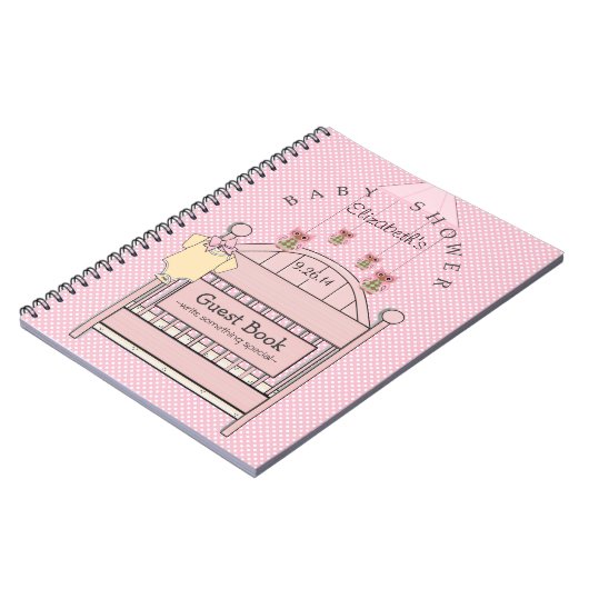 かわいいフクロウおよびまぐさ桶のベビーシャワーの来客名簿 ノートブック (左側)