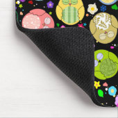 かわいいフクロウおよび花模様のmousepad -黒 マウスパッド (コーナー)