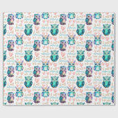 かわいいフクロウがあなたを愛カラフルす ラッピングペーパー (フラット)