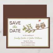 かわいいフクロウがお知らせするSave the Date 招待状 (正面/裏面)
