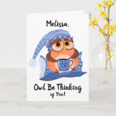 かわいいフクロウがグリーティングカードになる カード (黄色い花)