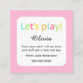 かわいいフクロウが付いているPlaydateのお母さんのテレホンカード コーリングカード (裏面)