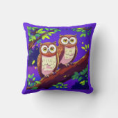 かわいいフクロウが枝に咲く夜 クッション (裏面)