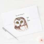 かわいいフクロウこの本は蔵書票だ ラウンドシール (封筒)