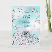 かわいいフクロウさくらんぼカスタム誕生日カード カード (正面)