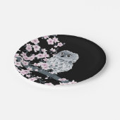 かわいいフクロウさくらんぼ咲きブラックピンク ペーパープレート (アングル)