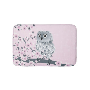 かわいいフクロウさくらんぼ ピンクガーリー バスマット