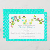 かわいいフクロウたちのボーイシャワーの招待状 招待状 (正面/裏面)