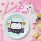 かわいいフクロウとキャンディパーティー ペーパープレート (パーティー)