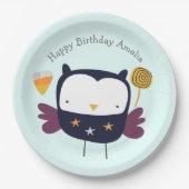 かわいいフクロウとキャンディパーティー ペーパープレート (正面)