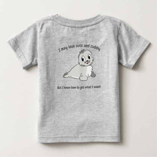 かわいいフクロウとシールカブグラフィック ベビーTシャツ (裏面)